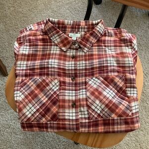NWT Organic Cotton Plaid Flannel Button-down